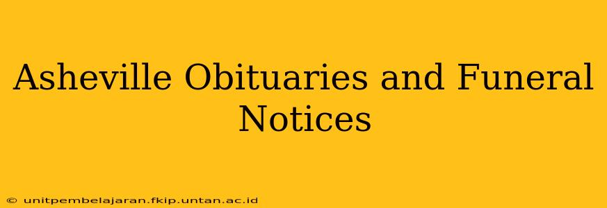 Asheville Obituaries and Funeral Notices