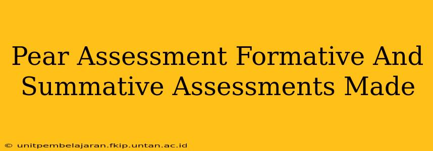 Pear Assessment Formative And Summative Assessments Made